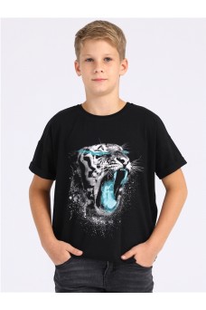 Футболка 1ПДФК4153001; черный / Рычащий тигр