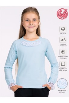 Лонгслив 1ДДЛД3429804; светло-голубой109+белый