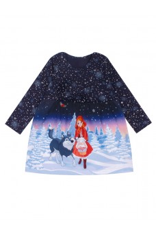 Платье 1ЯПД3948804нгя; звездное небо на темно-синем с глиттером+красная шапочка