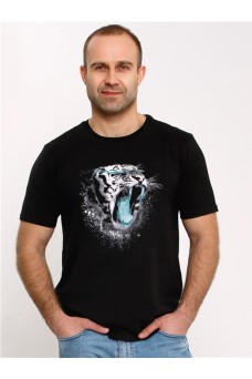 Футболка 1МДФК4125001; черный / Рычащий тигр