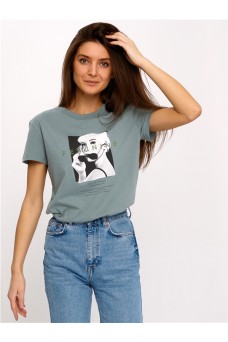 Футболка 1ЖДФК2657001; серо-зеленый113 / Feminine