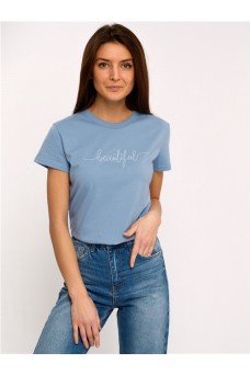 Футболка 1ЖДФК2692001; серо-голубой250 / Beautiful вышивка