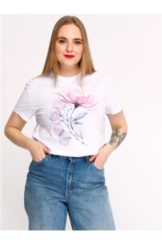 Футболка 1ЖДФК3298001; белый / Розовый цветок