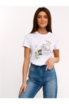 Футболка 1ЖДФК3350001; белый / Эвкалипт