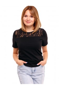 Футболка 1ЖДФК3492804; черный+веточки черный