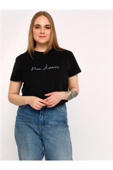 Футболка 1ЖДФК3793001; черный / Mon amour вышивка