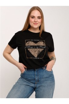 Футболка 1ЖДФК3956001; черный / Сердце в рамке