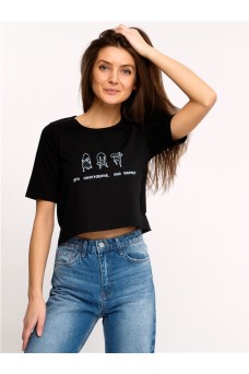 Футболка ЖДФК330804; черный / Настроение скачет