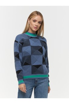 Джемпер женский BY222-40106;  18-4020/9500/6008 св.деним/чёрный/деликатный зелёный