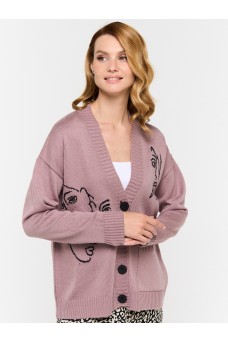 Кардиган женский 7222-14078; 356/9500 пепел розы/чёрный
