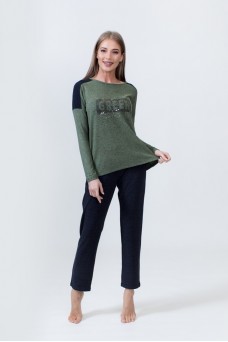 1527 Комплект с брюками длинный рукав GREEN зеленый