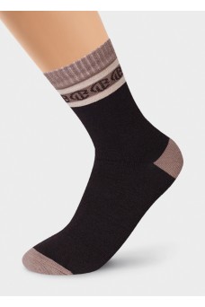 CLE Носки жен.Д2271 LOGO хл+эл, т.коричневый