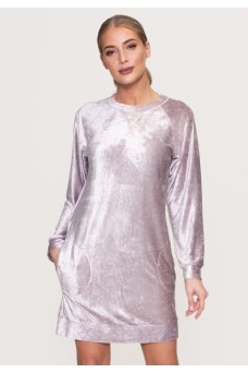 160030/1 Платье с длинным рукавом велюр  светло-серый
