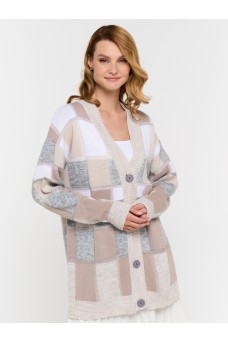 Кардиган женский 9232-91005; 60010/800204/003/600179/293 св.бежевый/какао/серый меланж/ваниль/белый