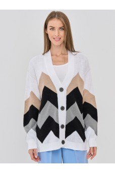 Кардиган женский 9232-91006; 501/9500/17-4014/71 белый/чёрный/титаниум/латте