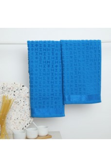 Комплект из 2-х махровых полотенец Fine Line Звезды синий на хангере