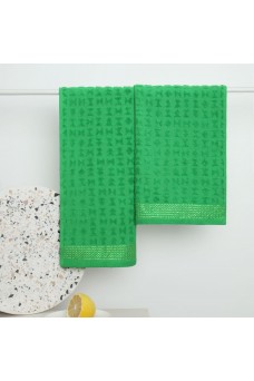 Комплект из 2-х махровых полотенец Fine Line Звезды зеленый на хангере