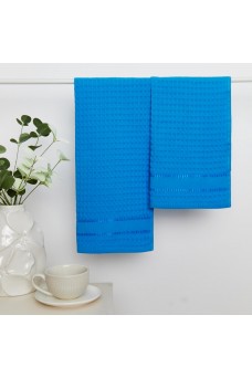 Комплект из 2-х вафельных полотенец Fine Line Звезды синий на хангере