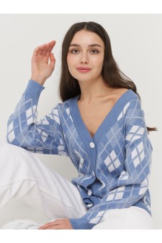 Кардиган женский 5221-1738; 5050/798 т.голубой/белый