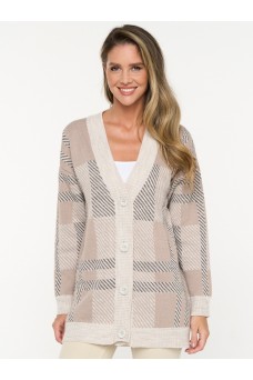 Кардиган женский 5232-1734; 60010/800204/77 св.бежевый/какао/т.бежевый