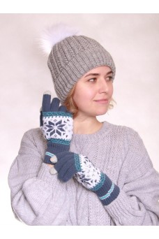 Перчатки женские 212-8228; 023/01 джинс/молоко