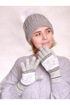 Перчатки женские 212-8228; 031/01 св.серый/молоко