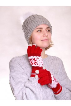 Перчатки женские 212-8228; 0703/01 красный/молоко