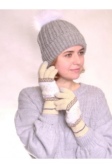 Перчатки женские 212-8228; 165/01 св.бежевый/молоко
