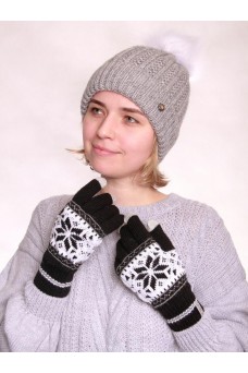 Перчатки женские 212-8228; 95000/01 чёрный/молоко