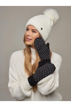 Варежки женские 212-8224; 95000/01 чёрный/молоко