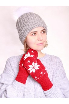 Варежки женские 212-8225; 0703/01 красный/молоко
