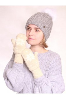 Варежки женские 212-8225; 165/501 св.бежевый/оптик