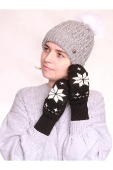 Варежки женские 212-8225; 95000/01 чёрный/молоко